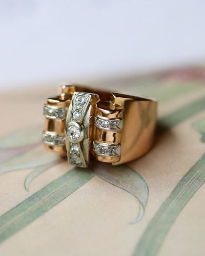 Bague 54 Bague Tank Or et Diamants 58 Facettes A11195