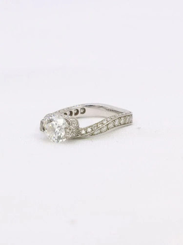 Bague 48 Bague solitaire or blanc diamants taille brillant 0,90 ct 58 Facettes 1084.2