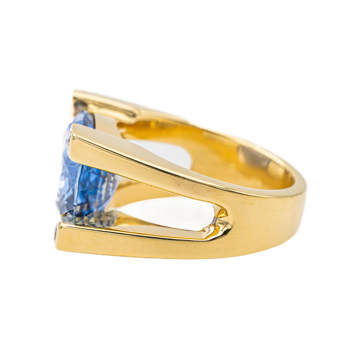 Anillo de Cóctel Oro Amarillo Zafiro