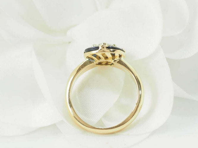 Bague 51 Bague ronde en or jaune, saphirs et diamant 58 Facettes 33402