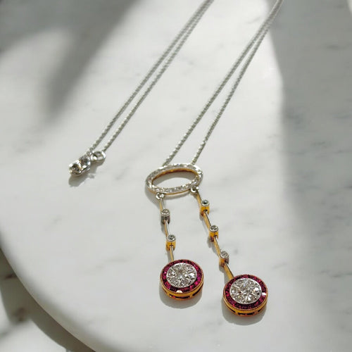 Collier Collier négligé deux ors, diamants et rubis 58 Facettes REF24087-250
