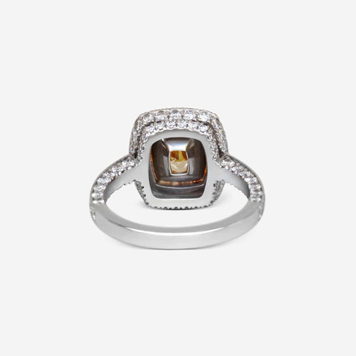 Bague Bague en diamant coussin VS2 jaune fantaisie de 2,02 carats HRD 58 Facettes 22609R