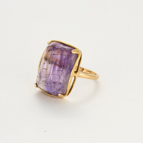 Bague 51 Bague Cocktail en or jaune et améthyste 58 Facettes PRG1867