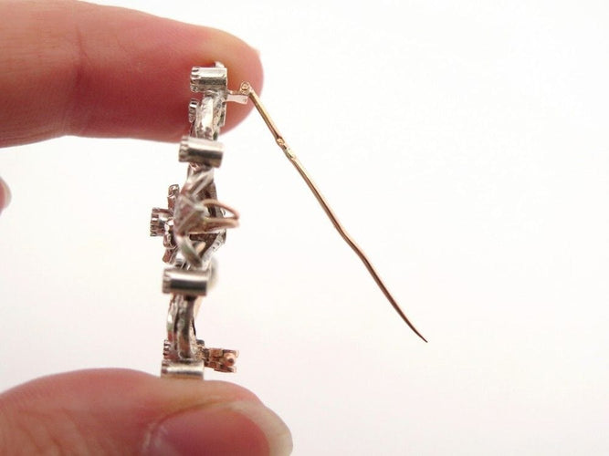 Broche vintage broche pampille perle 1850 en argent & or 18k diamants 58 Facettes 260511
