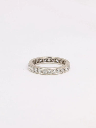 Bague Alliance or blanc diamants taille ancienne 58 Facettes J304