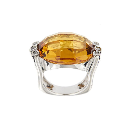 Bague 56 Bague citrine et diamants 58 Facettes 12776