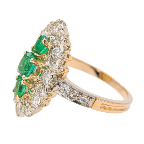 Bague 53 Bague Marquise Or jaune Emeraude 58 Facettes 2905294CN