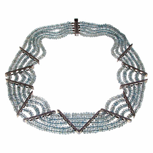 Collier Collier aigue-marine et diamant 58 Facettes IG-200141
