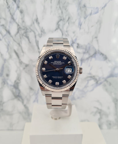 Montre ROLEX - Montre DateJust 36 Bleu Diamants 58 Facettes 126234-1-1