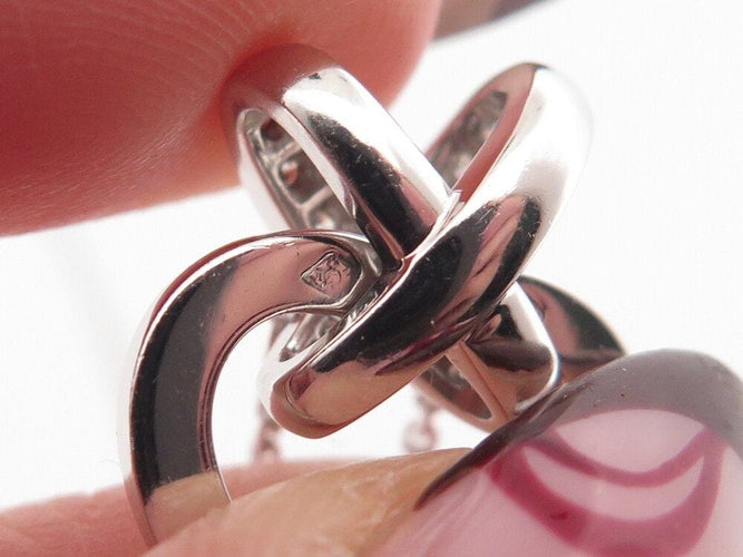 halskæde CHAUMET 40cm link hjertevedhæng i 18k hvidguld med 0,5ct diamanter