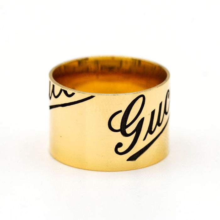 Bague 56.5 - 57 GUCCI - Bague collection imprimé icône en or jaune 58 Facettes D363212SO