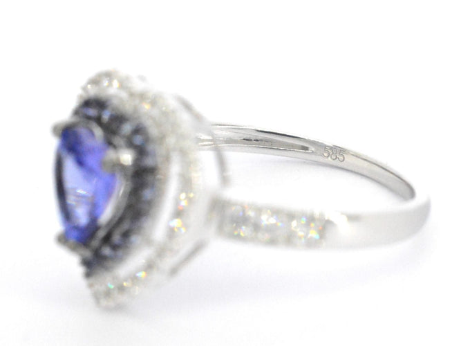 Bague 54 Bague en or blanc avec diamants et tanzanite 58 Facettes 2326