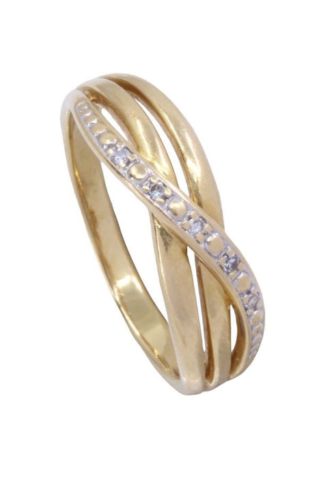 Moderno anello con diamanti intrecciati