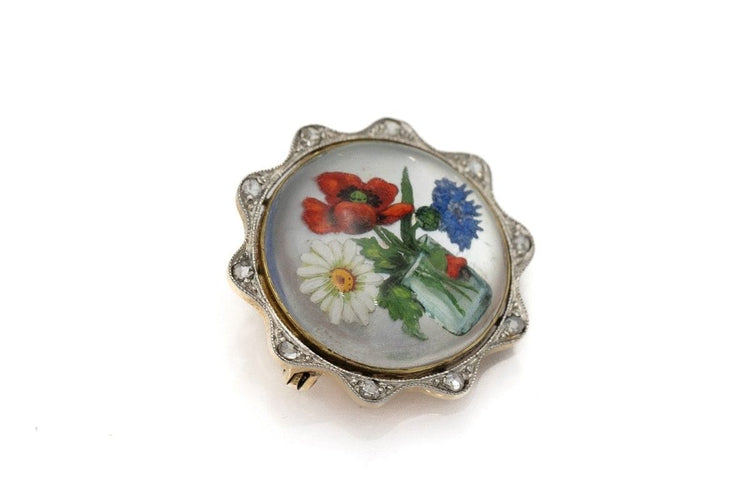 Broche Broche en or avec quartz et motif de fleurs sauvages 58 Facettes 9358V