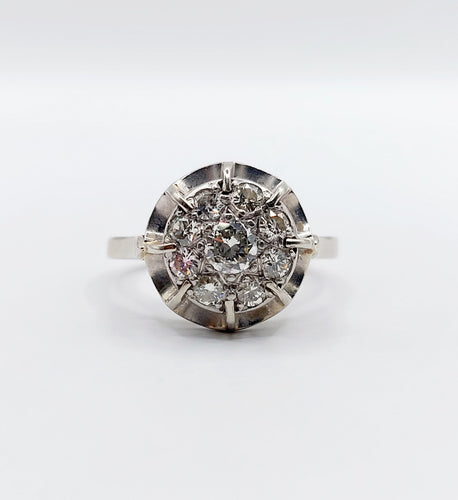 Bague 52 Bague fleur art déco or blanc et platine 58 Facettes A04204