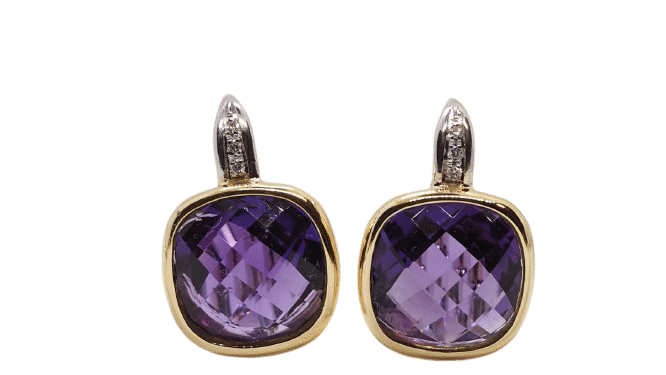 Boucles d'oreilles Boucles d'oreilles en deux ors, améthyste et diamants 58 Facettes 30489
