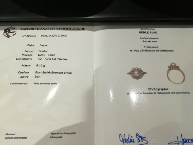 Bague Ancienne or jaune, Perle Fine, Diamants