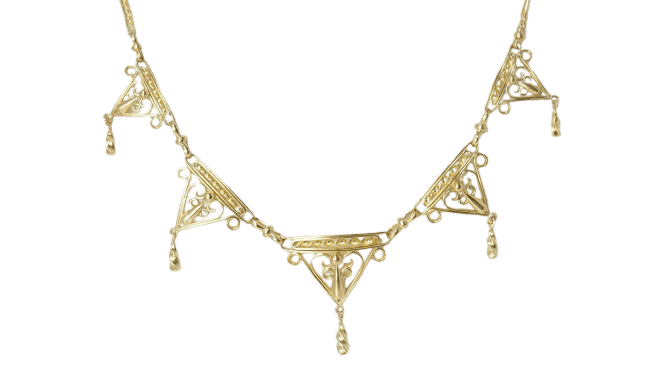Collier Collier draperie du XIXe siècle en or jaune 58 Facettes 31763