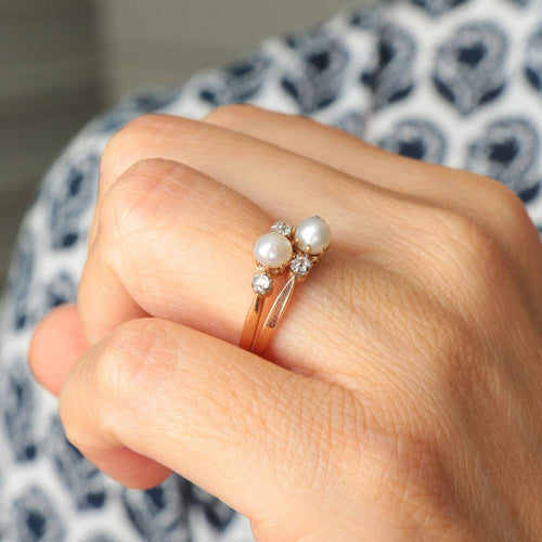 Bague 53 Bague Toi & Moi perles 58 Facettes P6L4