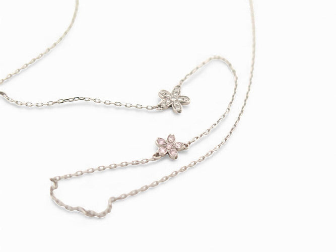 Collier collier AHKAH pendentif fleurs en or blanc 18k diamants roses 58 Facettes 271723