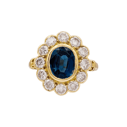 Bague 55 Bague Pompadour or jaune et blanc, saphir, diamants. 58 Facettes 34353