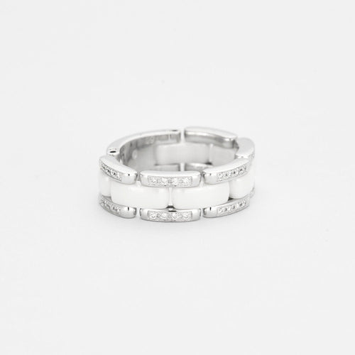 Bague 56 CHANEL - Bague Ultra en or blanc, céramique blanche et diamants 58 Facettes