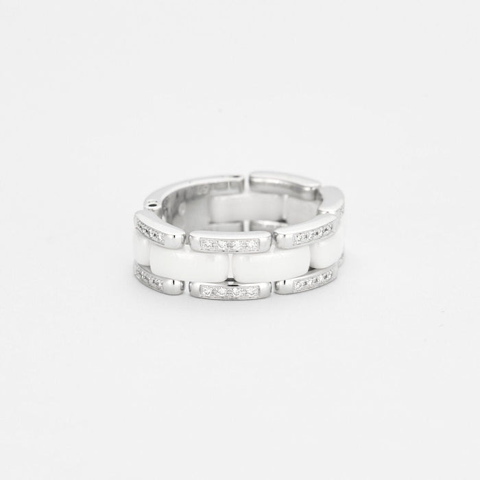 Bague 56 CHANEL - Bague Ultra en or blanc, céramique blanche et diamants 58 Facettes