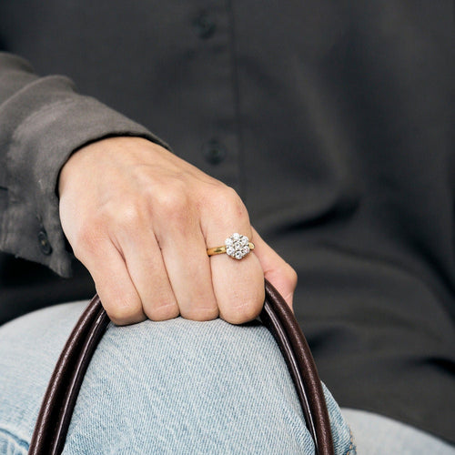 Bague 50 Bague marguerite or jaune et gris et diamants 58 Facettes CGO4964