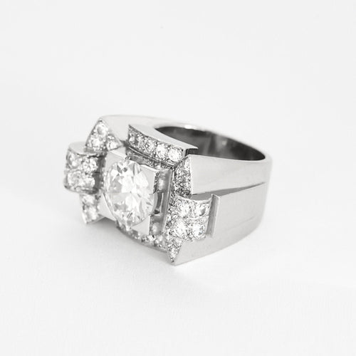 Bague 50 Spectaculaire Bague Art Déco en platine et diamant 2,54cts 58 Facettes 58FC7-1