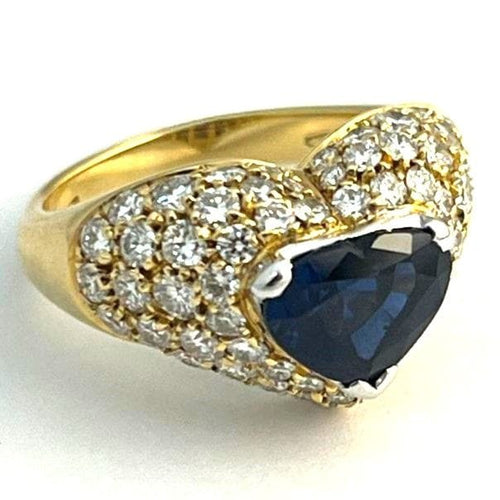Bague 53 KUTCHINSKY bague or jaune saphir taille cœur de 2,49 carats 58 Facettes 248274