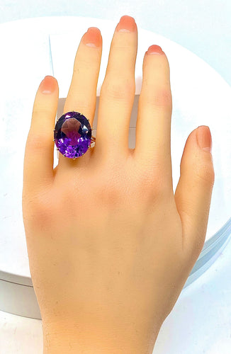 Bague 56 Bague en or jaune & améthyste 58 Facettes AB317