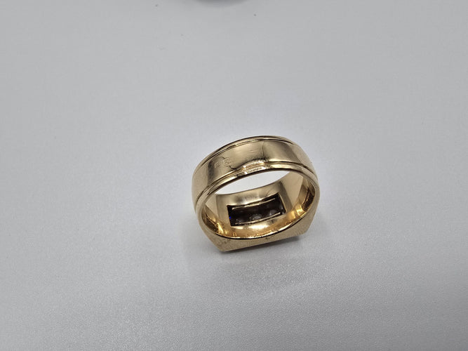 Bague 62 Bague or jaune TANK Style année 1950 sertie de 3 diamants taille ancienne 58 Facettes 1-0000492/3