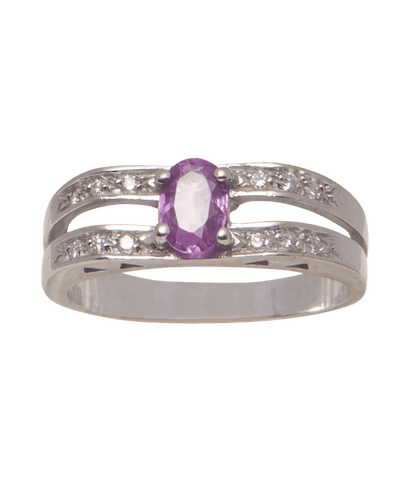 Bague La Vie en Rose Or blanc 18K Saphir rose Diamant