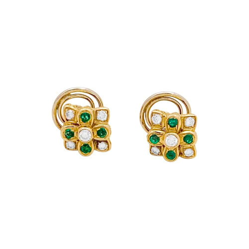 Boucles d'oreilles Boucles d'oreilles Chaumet, or jaune, diamants, émeraudes. 58 Facettes 34899