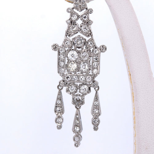 Boucles d'oreilles Boucles d'oreilles Art déco en platine avec diamants 58 Facettes