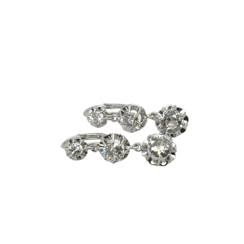 Boucles d'oreilles Paire de Boucles d’oreilles Or blanc et Diamants - Année 1940 58 Facettes 1.0000796/1