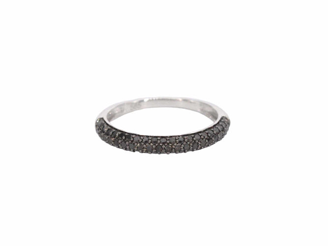 Bague 54 Bague en or blanc avec diamants noirs taille brillant 58 Facettes 2225