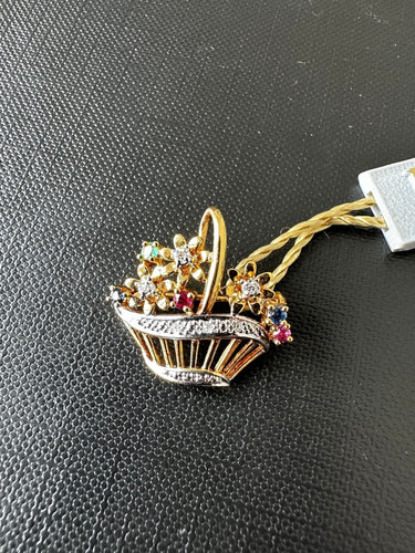 Broche Broche giardinetto en or blanc, or jaune, diamant, rubis, saphir et émeraude 58 Facettes