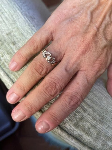 Bague 55.5 Bague diamants en or rose et platine, fin XIXéme. 58 Facettes