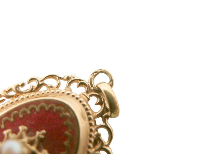 Pendentif vintage pendentif broche medaillon porte photo perles en or jaune 18k 5.9g xxeme 58 Facettes 268154