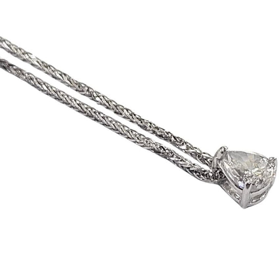 Collier Pendentif et collier diamant poire 0,75 ct en or blanc 18k 58 Facettes Q387B