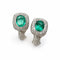 Boucles d'oreilles Boucles d'oreilles en or blanc ornées d'émeraudes ovales et de diamants. 58 Facettes 50361
