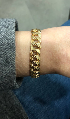 Bracelet bracelet vintage massif maille gourmette or jaune 58 Facettes