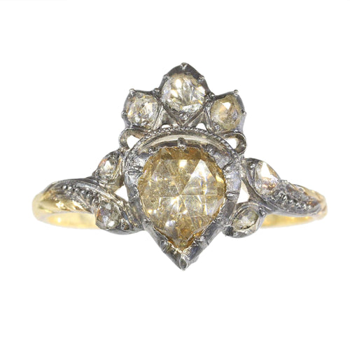 Bague 56 Cœur couronné : une bague en diamant rococo du XVIIIe siècle d'une rare beauté 58 Facettes 24246-0398