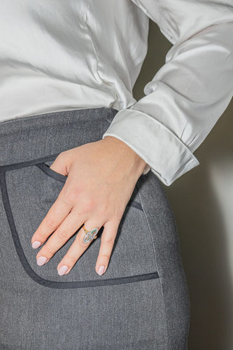 Bague 53 Bague Or jaune, Or blanc Diamant, Emeraude 58 Facettes 3308125CN