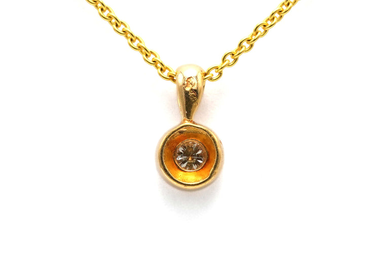 Pendentif Pendentif contemporain en or jaune 18 carats et diamant taille brillant 0,08 ct 58 Facettes B788