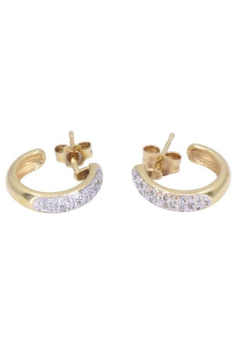 Boucles d'oreilles Demi-créoles or jaune et blanc diamantées 58 Facettes 092261