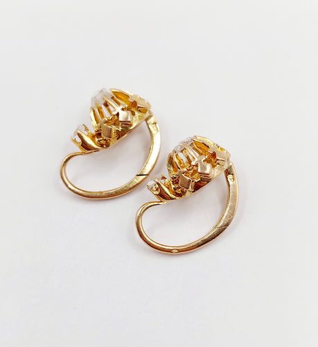 Dormeuses victoriennes or rose, diamants taille rose (circa 1880) 58 Facettes A06212