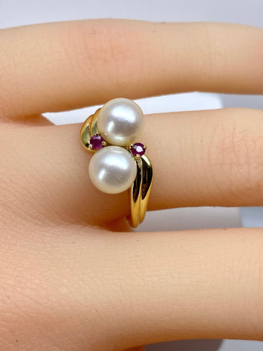 Bague 51 Bague en or jaune perles et rubis 58 Facettes AB648