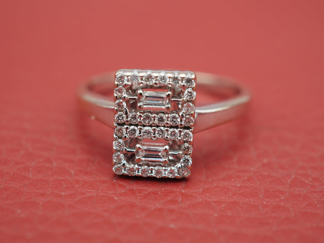 Bague 52 Bague boucle d'oreille diamant style Art déco 58 Facettes